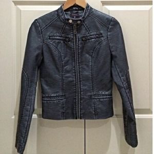 BlueGrey Moto Faux Leather Jacket w/ Zipper Detail