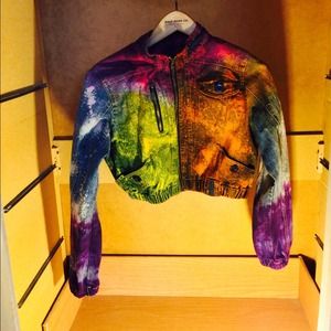 Cropped Tie dye denim jacket