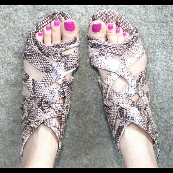 Snake Print Caged Sandals