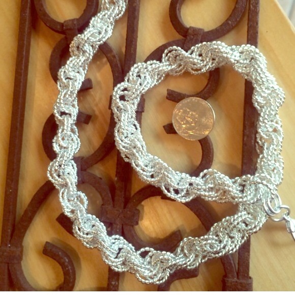 24" gorgeous diamond cut rope chain .925 silver
