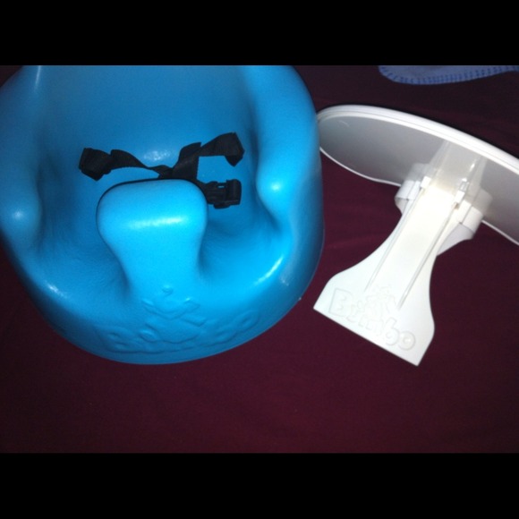 blue bumbo seat with tray