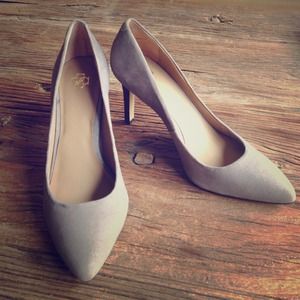Ann Taylor Taupe Suede with crocostyle heels