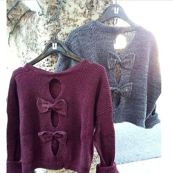 LF Gray Bow back sweater