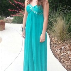 Floor length strapless dress from Dillard's