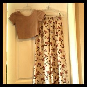 BM floral pant & nude crop top, BM sweater