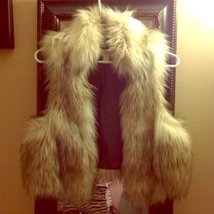 Gray/White Faux Fur Vest