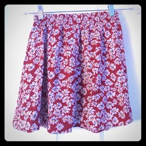 Brandy Melville Red Floral Skirt