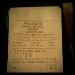 Samantha's Shipping Receipt
