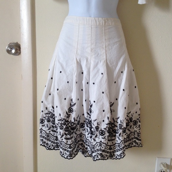 Full White Skirt with Vintage Black Lace Details