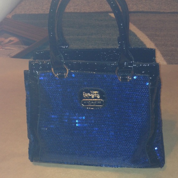 Blue Sequin Coach Handbag