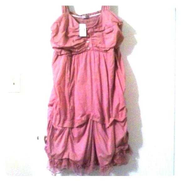 Pink ruffle crinkle dress-Reduced