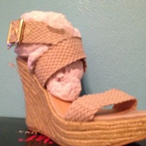 Super cute taupe wedges..just in time for spring