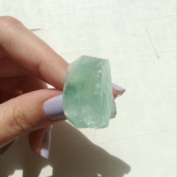 Green Calcite Geode Ring - Picture 2 of 4