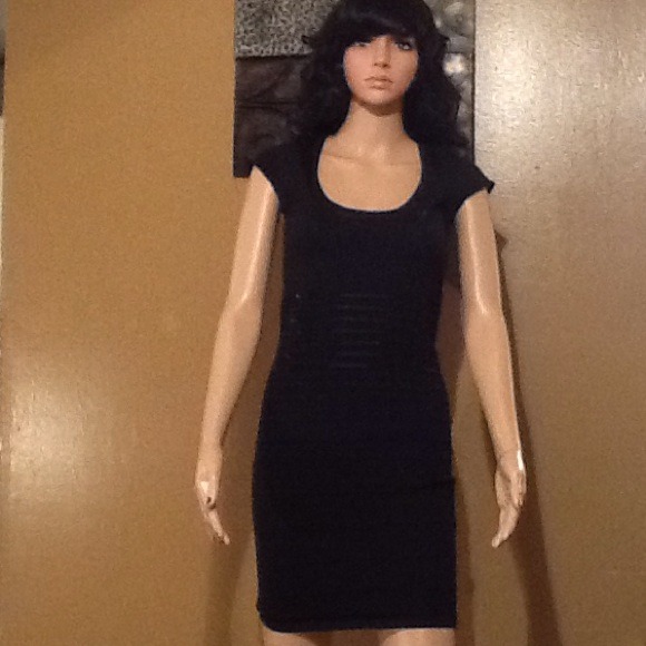 Sexy..... Black Dress with Sequins Trim. - Picture 1 of 4