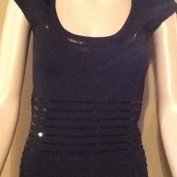 Sexy..... Black Dress with Sequins Trim. - Picture 2 of 4