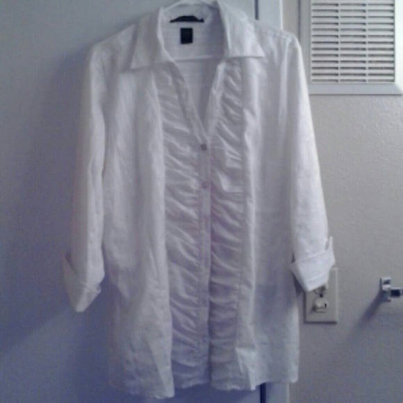 White, v-neck dress shirt