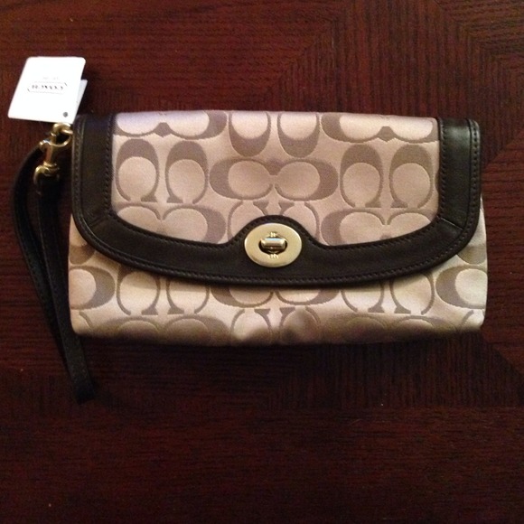 SOLD Oversized Brown Coach Wristlet