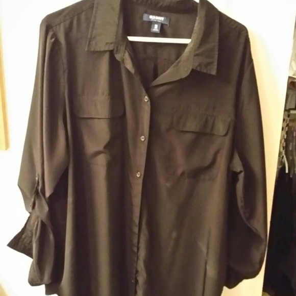 Black long sleeve silky button up