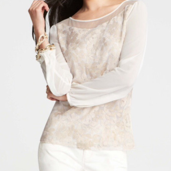 SOLD  NWT Ann Taylor embroidered floral lace top