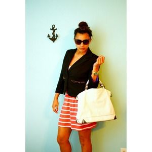 🌸 Cotton On coral striped skater skirt