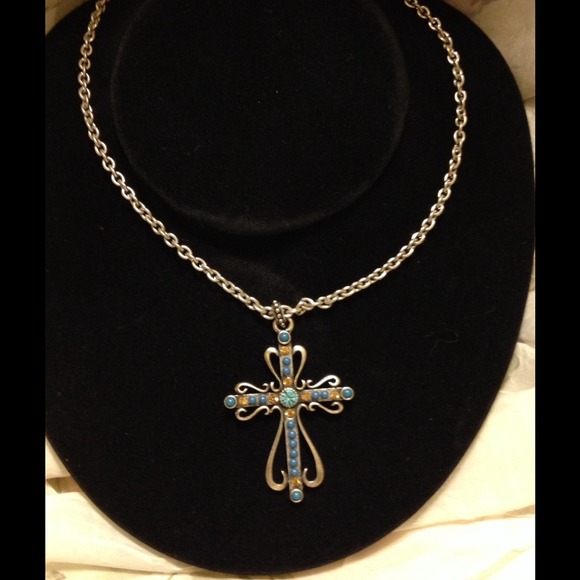 Cross with turquoise