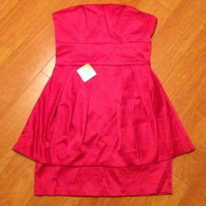 Magenta Satin Tube Dress
