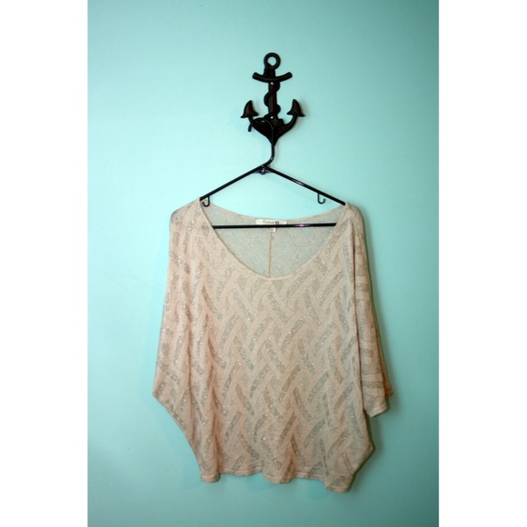 Glitter/pale pink oversized lightweight sweater