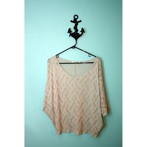 Glitter/pale pink oversized lightweight sweater