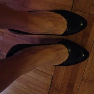Franco Sarto Black leather high heel shoes.
