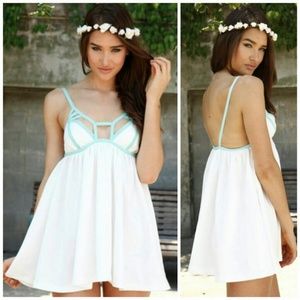 White summer dress mint straps