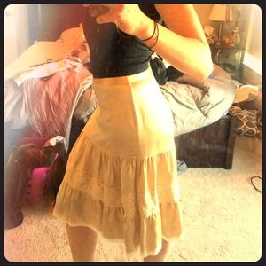 Banana republic silk gold skirt