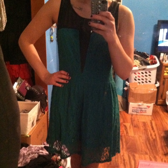 Gorgeous green lace and mesh dress