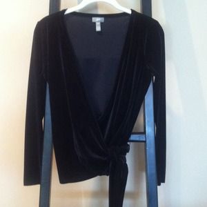 J. Jill stretch black velvet wrap top XSP