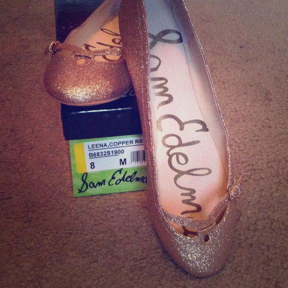 Gold Glitter Sam Edelman Flats Size 8! Worn Once!