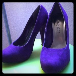 Purple suede heels
