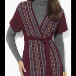 Red Belted Cocoon Cardigan