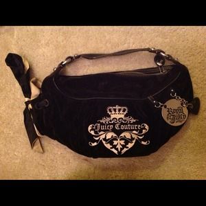 *SOLD*Juicy Couture velour handbag black&cream
