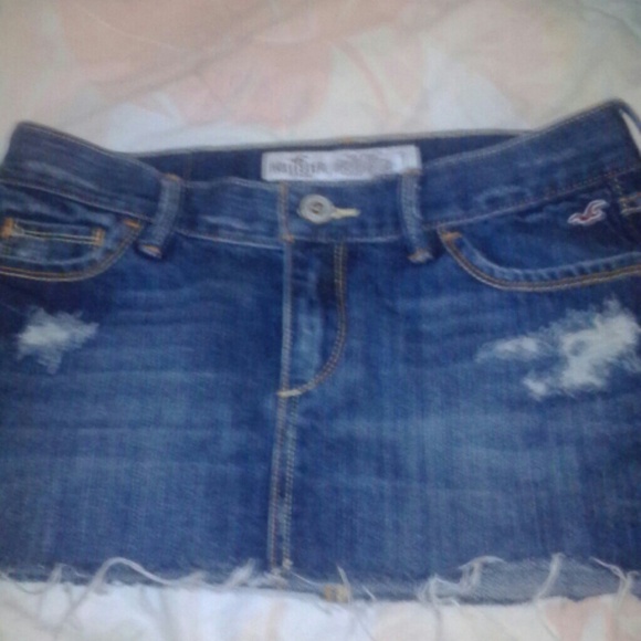 Hollister destroyed blue denim jean skirt