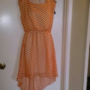 Orange/Cream Chevron High Low Spring Dress XL