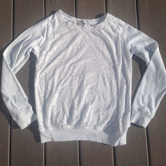 ❌SOLD❌ Forever 21 lace crew neck sweater - Picture 1 of 3