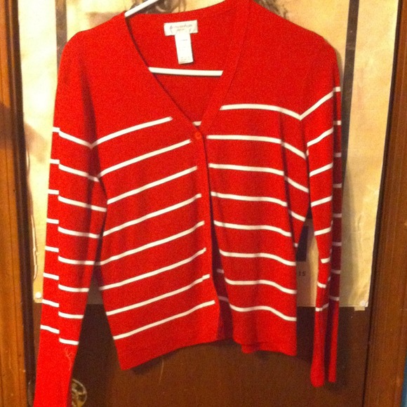 Striped red cardigan