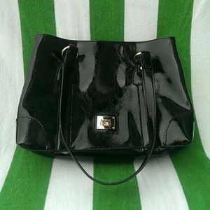 Liz Claiborne black patent handbag