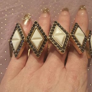J Crew Stretch Bracelet White Triangles