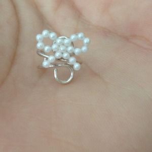 Small white bow ear cuff