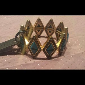 J Crew Stretch Bracelet Triangle Teal