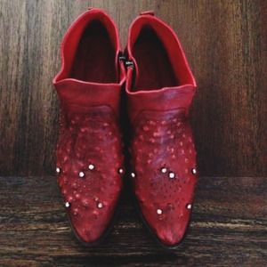 🌟Host Pick 🌟Red Zara Ankle Boot with Rhinestones