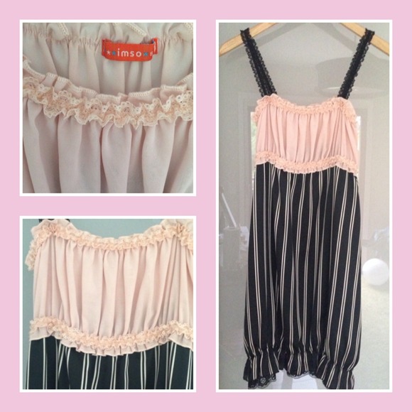 An adorable baby pink & striped Imso party dress!