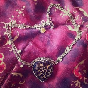 Betsey Johnson leopard heart necklace