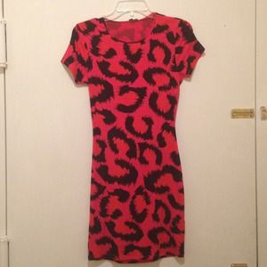 Topshop red & black leopard party dress
