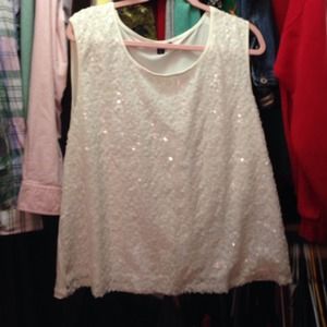White sequin dress tank